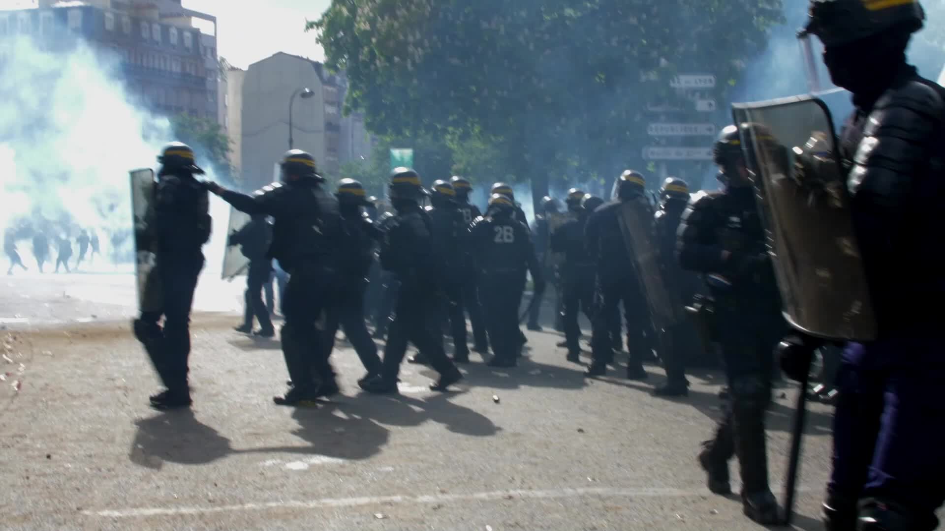 Clashes at the 1 May rally in Paris, France