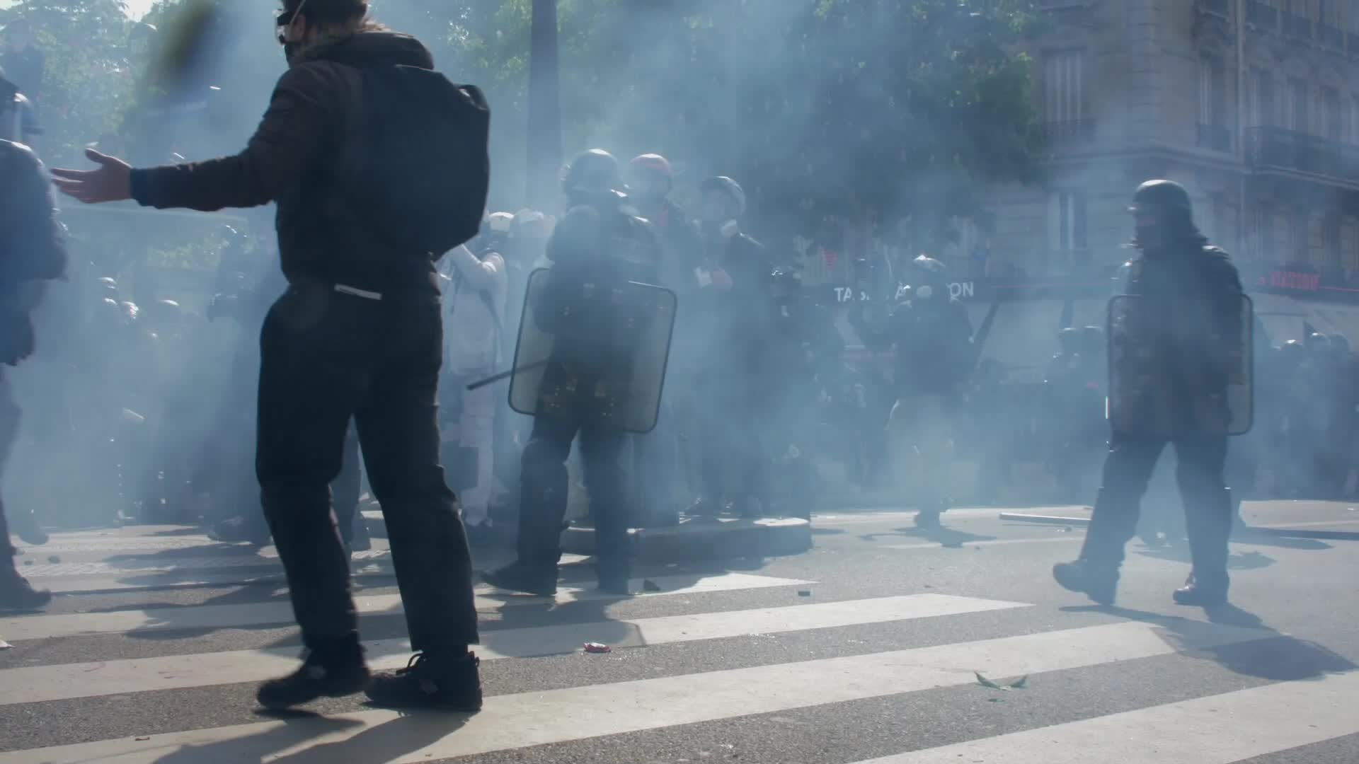 Clashes at the 1 May rally in Paris, France