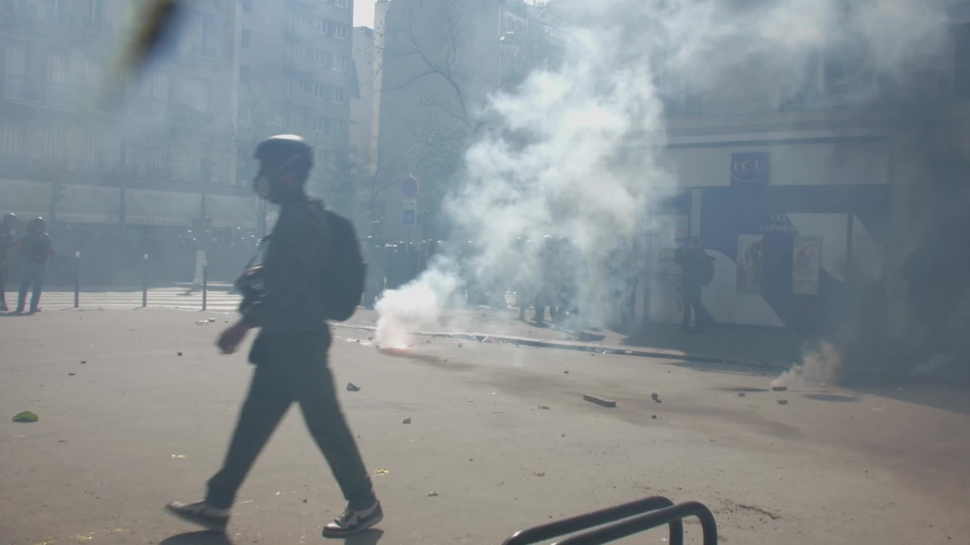 Clashes at the 1 May rally in Paris, France