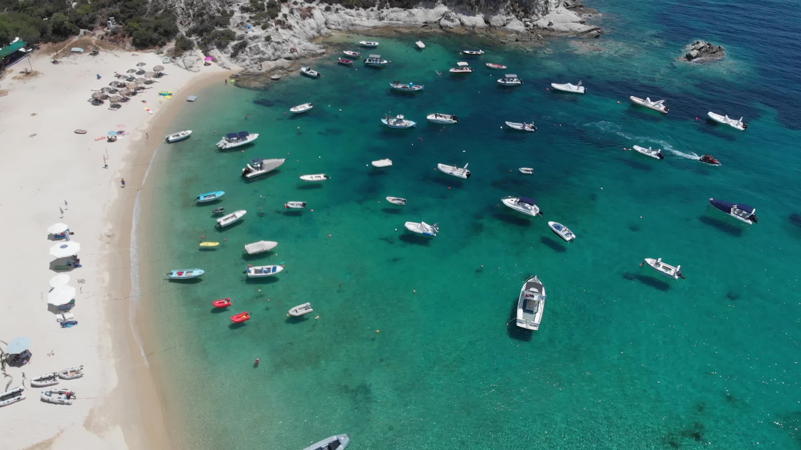 Kalamitsi beach in Greece from a drone