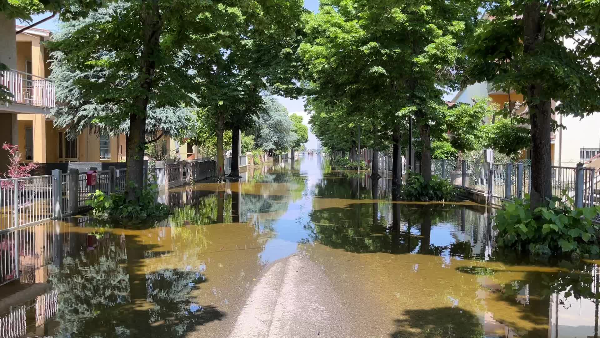 Flood damages in Conselice in Emilia Romagna