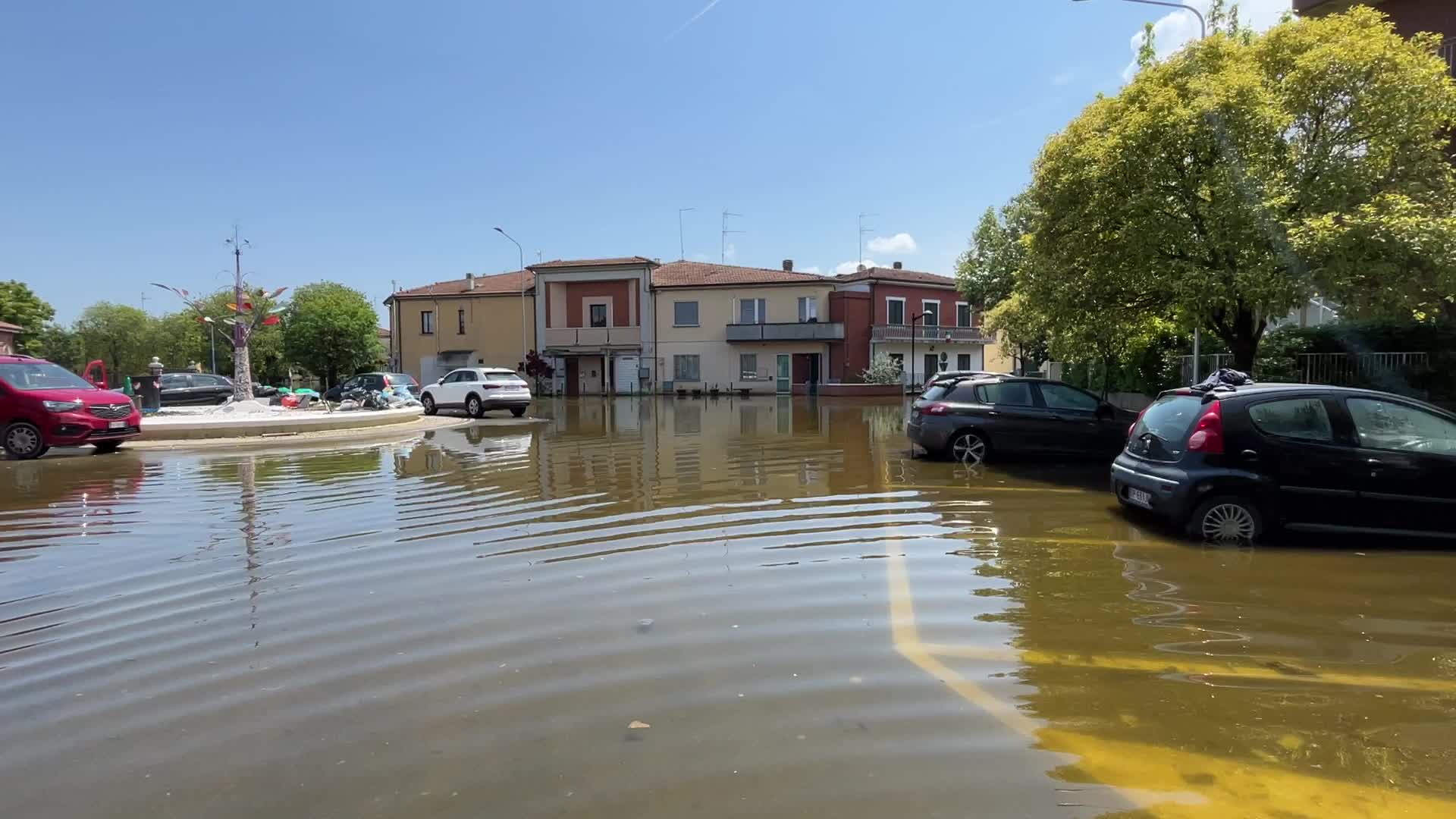 Flood damages in Conselice in Emilia Romagna
