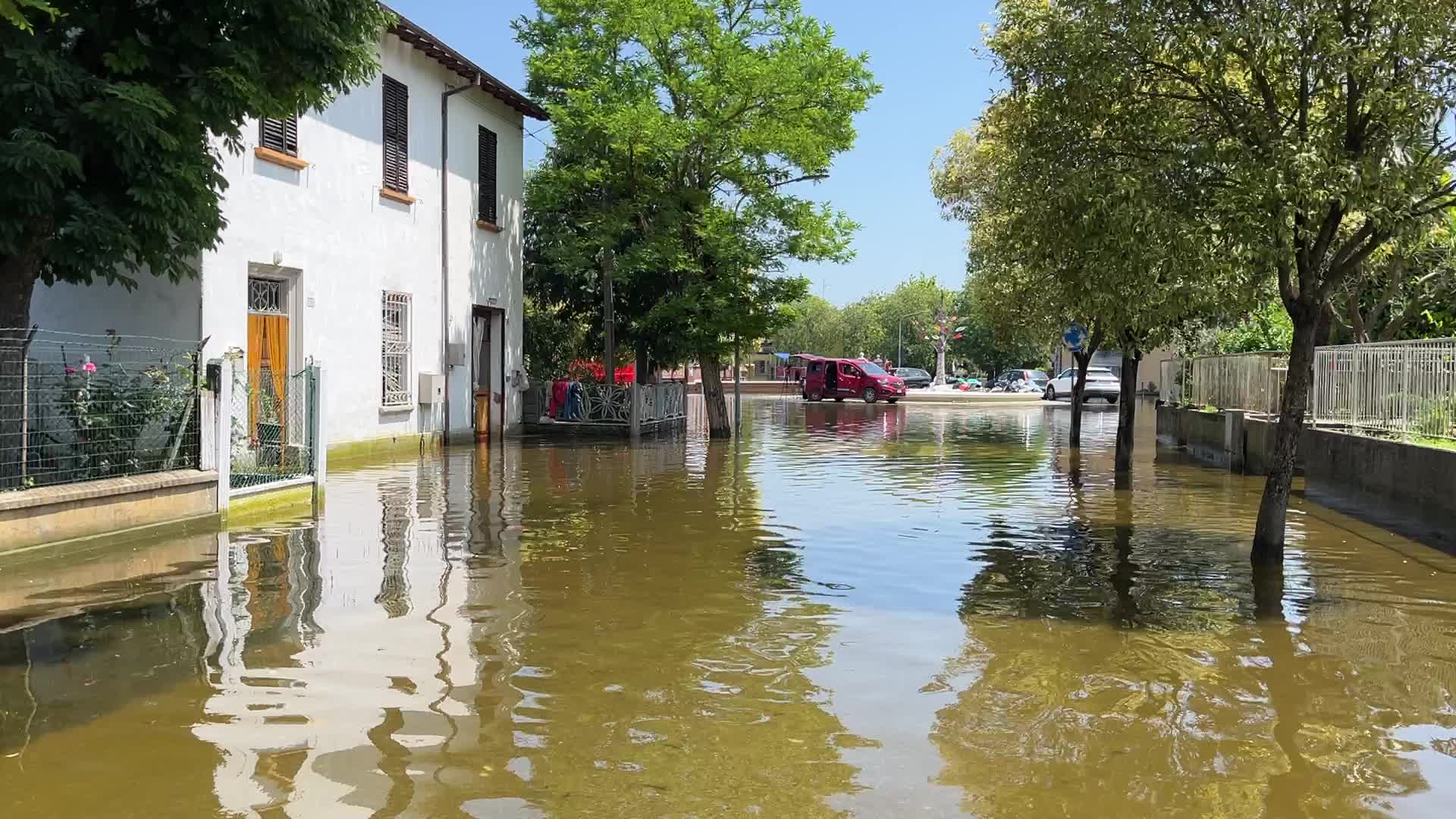 Flood damages in Conselice in Emilia Romagna