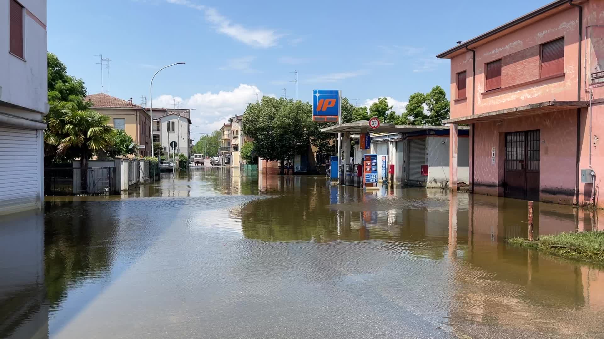 Flood damages in Conselice in Emilia Romagna