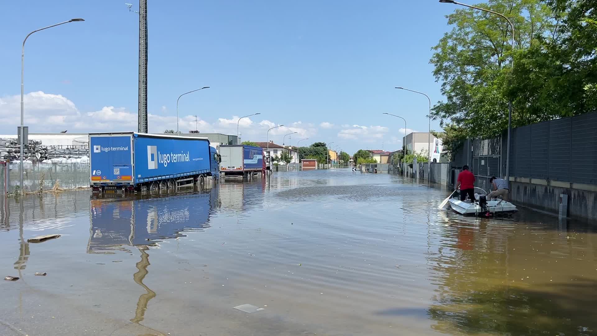 Flood damages in Conselice in Emilia Romagna