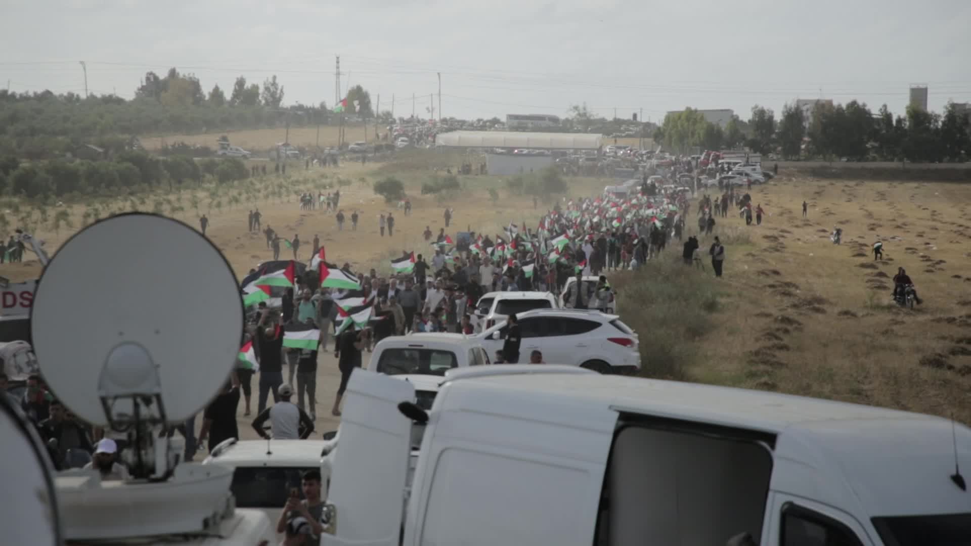 Palestinians hold a counter 'Flag March' against Israeli march 