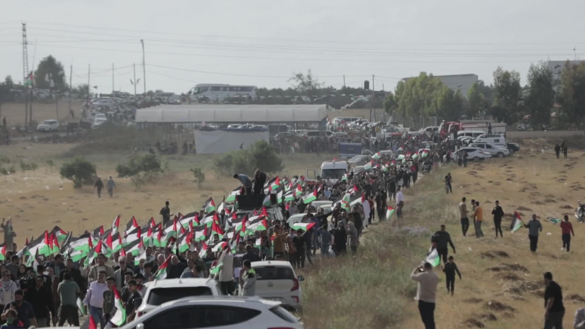 Palestinians hold a counter 'Flag March' against Israeli march 