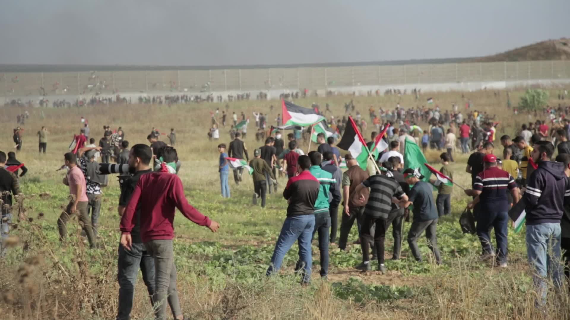 Palestinians hold a counter 'Flag March' against Israeli march 