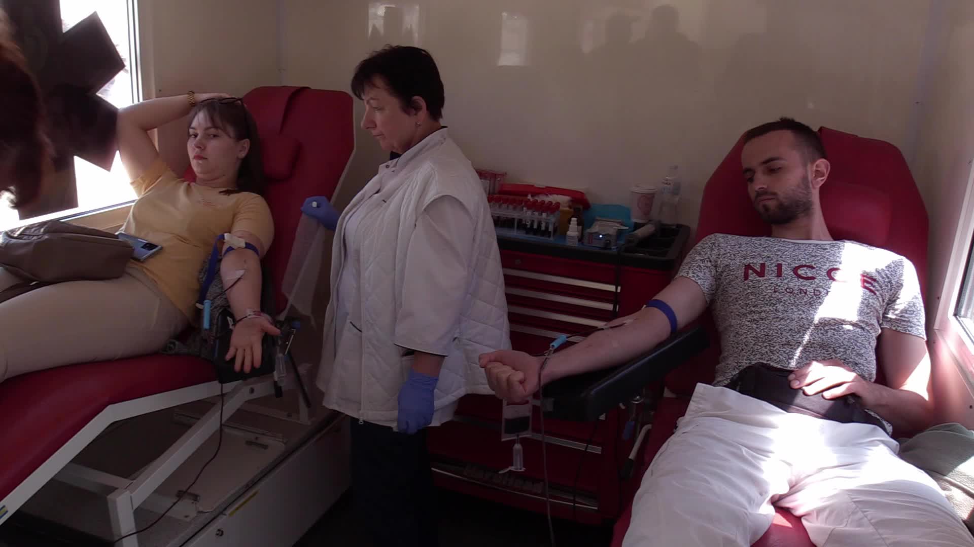 Local residents donate blood for Ukrainian Army in Kyiv, amid Russia's invasion of Ukraine.