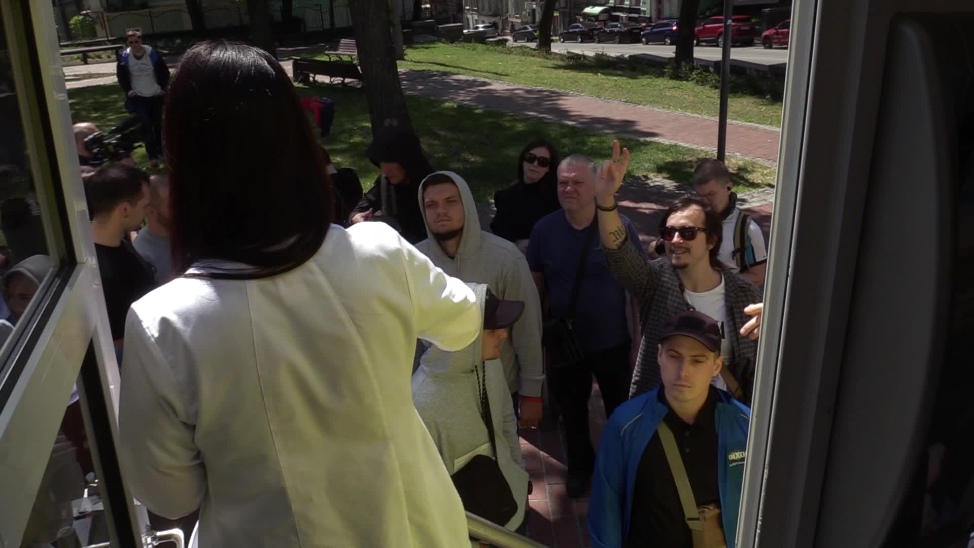 Local residents donate blood for Ukrainian Army in Kyiv, amid Russia's invasion of Ukraine.