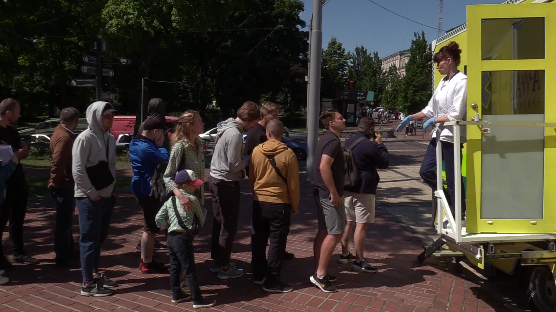 Local residents donate blood for Ukrainian Army in Kyiv, amid Russia's invasion of Ukraine.