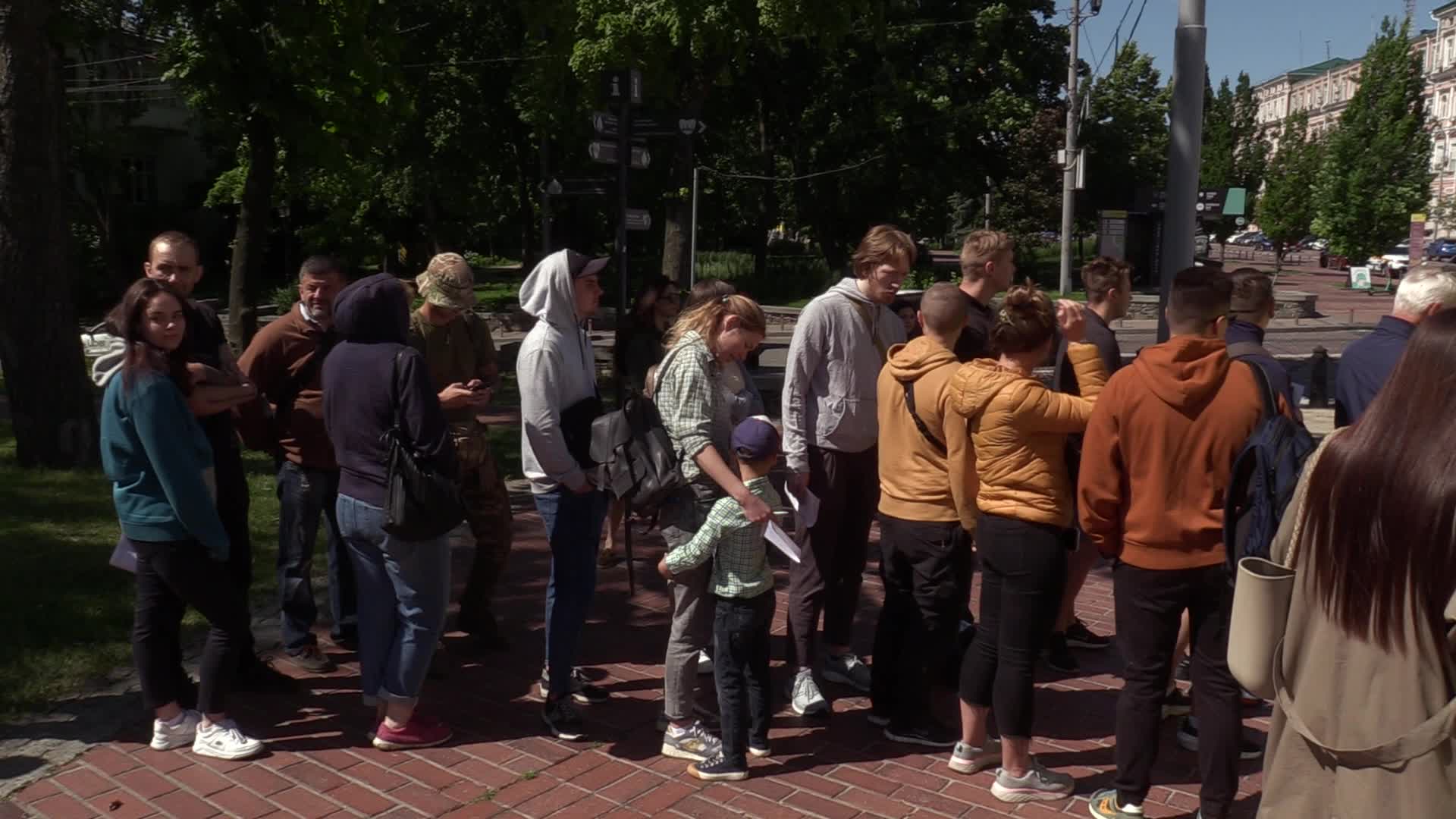 Local residents donate blood for Ukrainian Army in Kyiv, amid Russia's invasion of Ukraine.