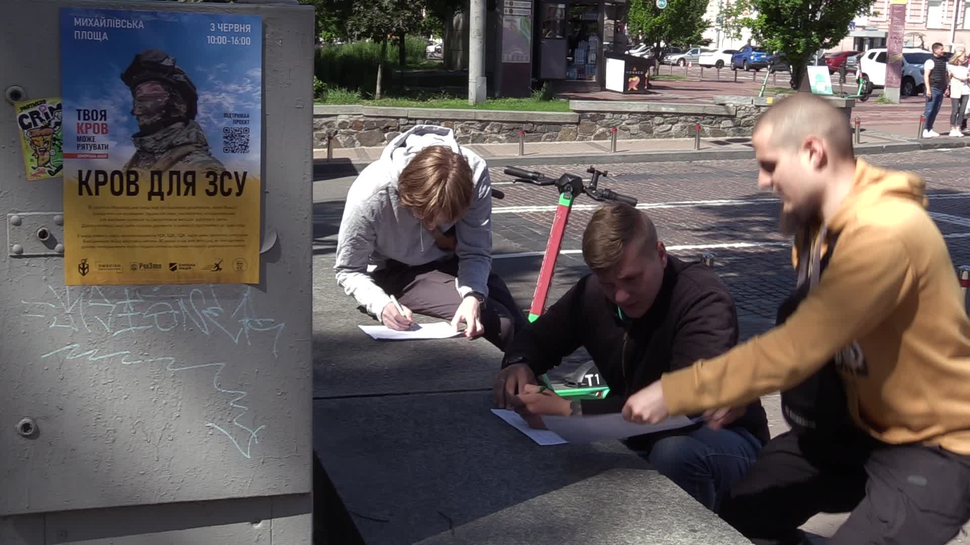 Local residents donate blood for Ukrainian Army in Kyiv, amid Russia's invasion of Ukraine.