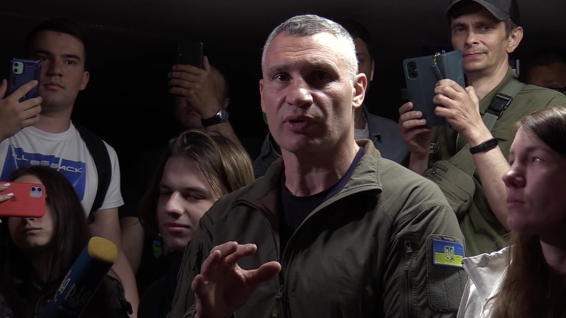 Locals take shelter in a bomb shelter during an air raid alert in Kyiv, amid Russia's invasion of Ukraine