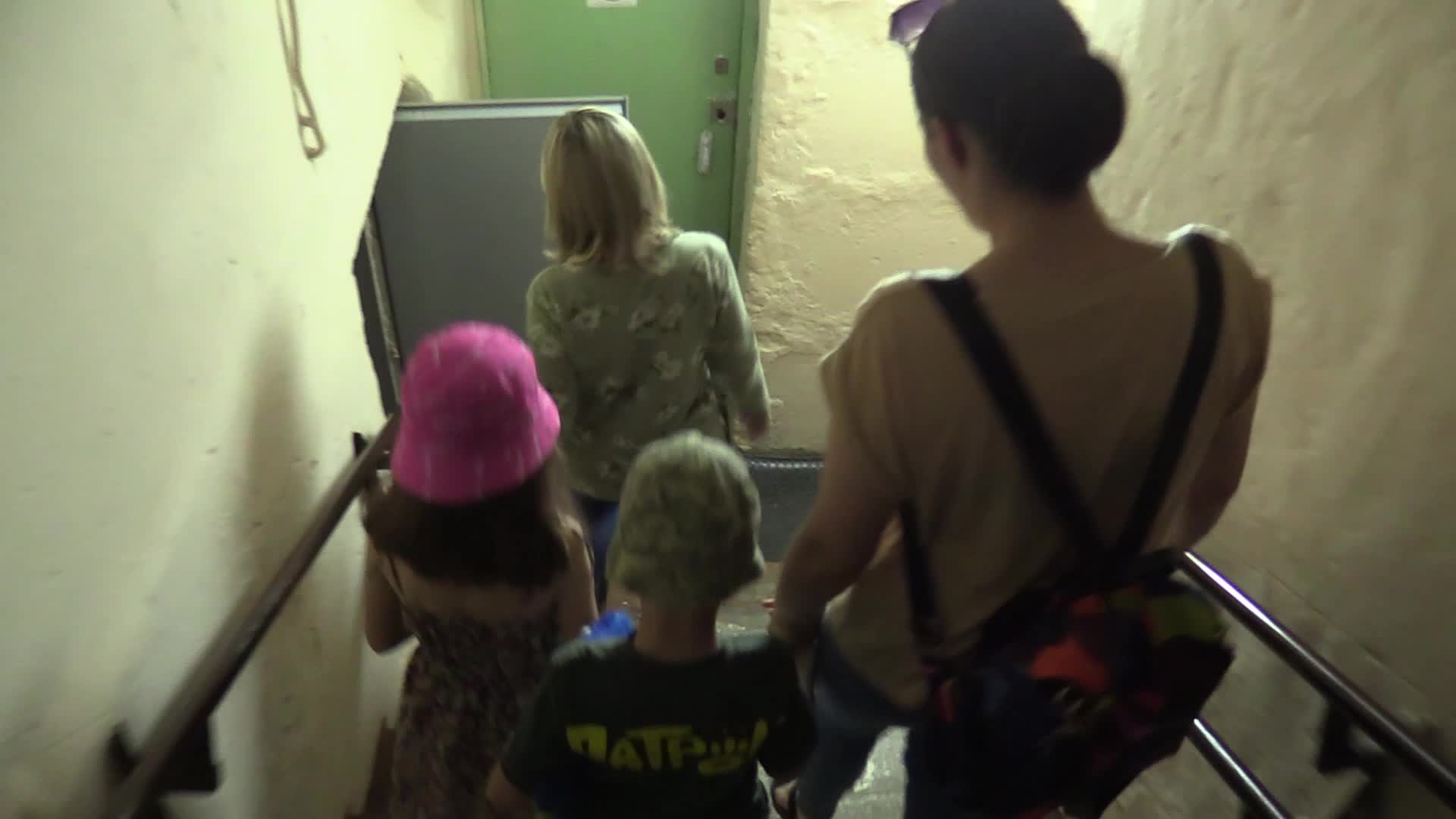 Locals take shelter in a bomb shelter during an air raid alert in Kyiv, amid Russia's invasion of Ukraine