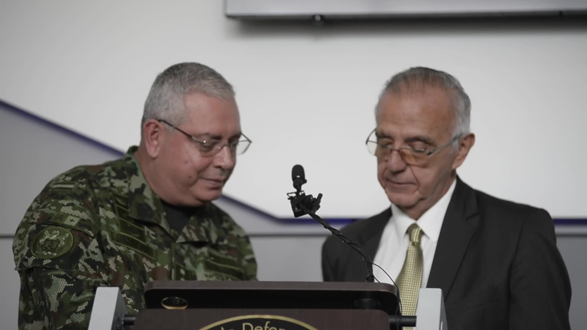 Colombian Ministry of Defense Police and Military Forces Directors Press Conference 