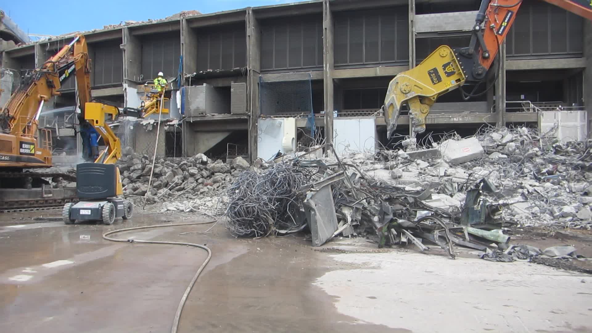 Demolition of the stands of the south goal of the Spotify Camp Nou