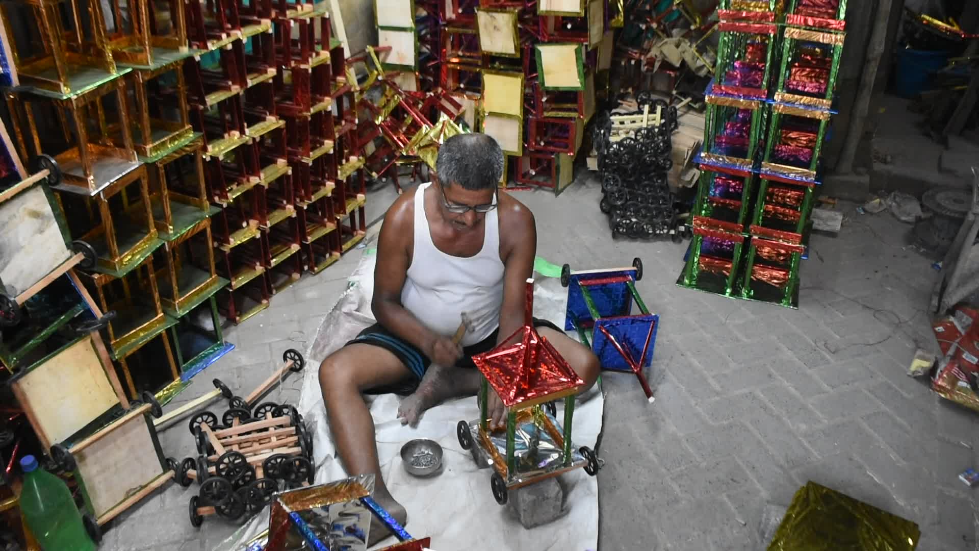 Preparation of Rathyatra festival in India.