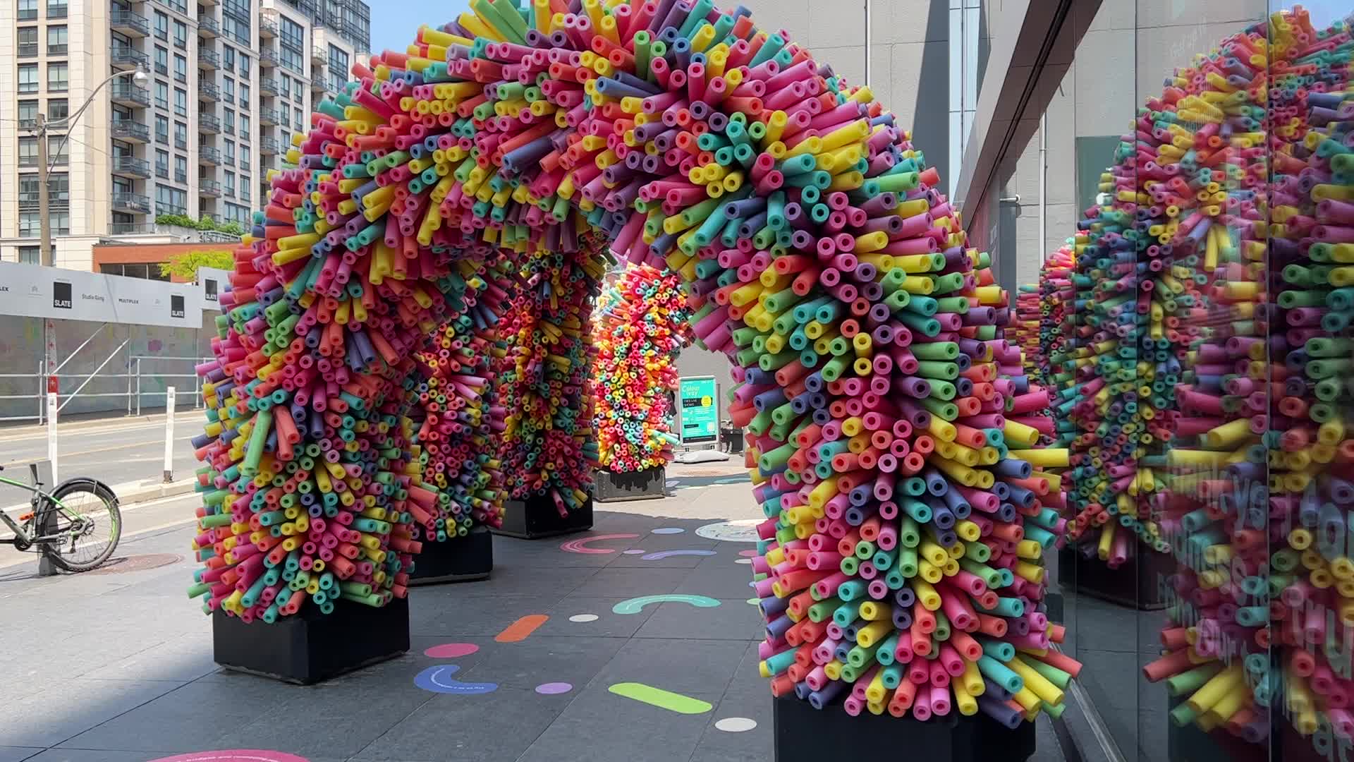 Colorful display during LGBTQ Pride Month in Toronto