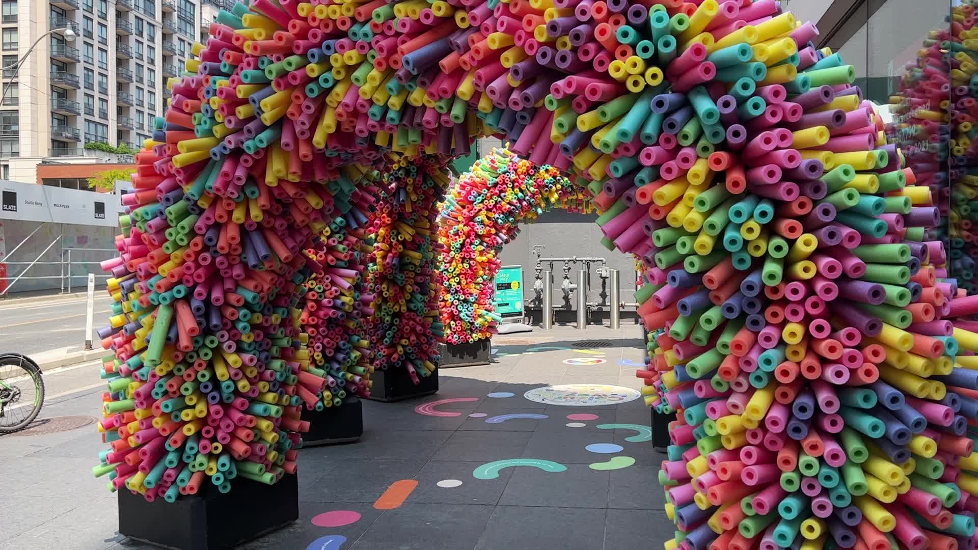 Colorful display during LGBTQ Pride Month in Toronto
