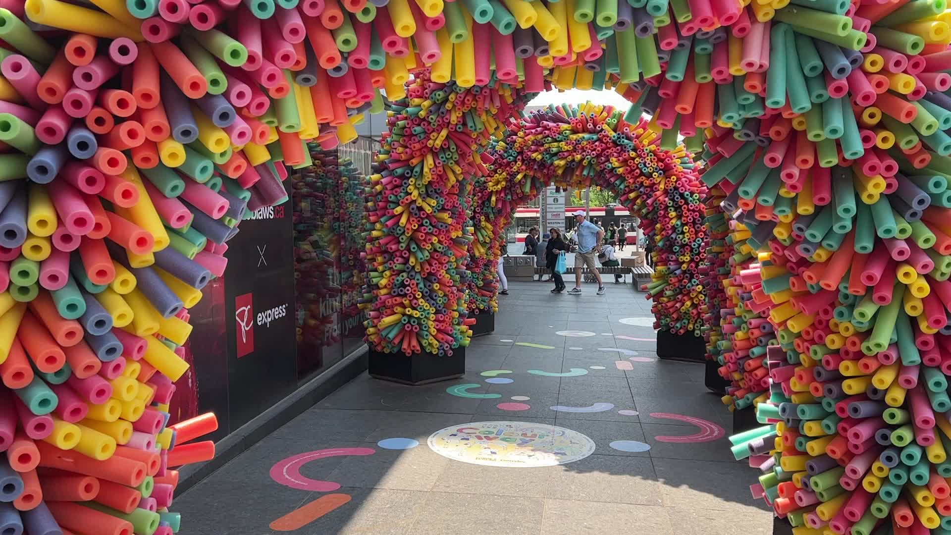 Colorful display during LGBTQ Pride Month in Toronto