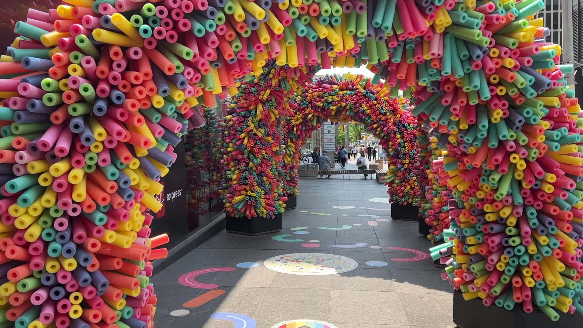 Colorful display during LGBTQ Pride Month in Toronto