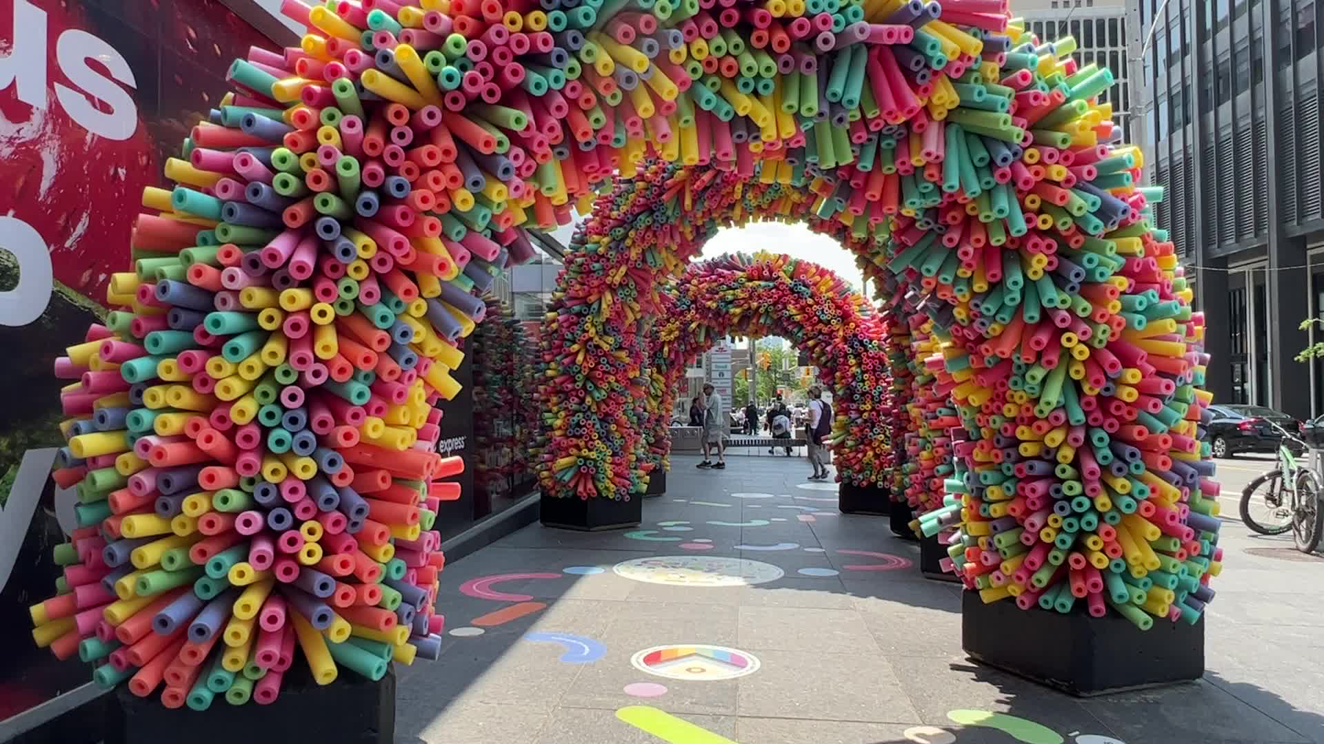 Colorful display during LGBTQ Pride Month in Toronto