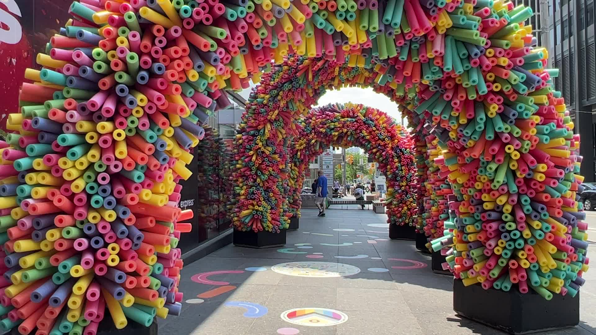 Colorful display during LGBTQ Pride Month in Toronto