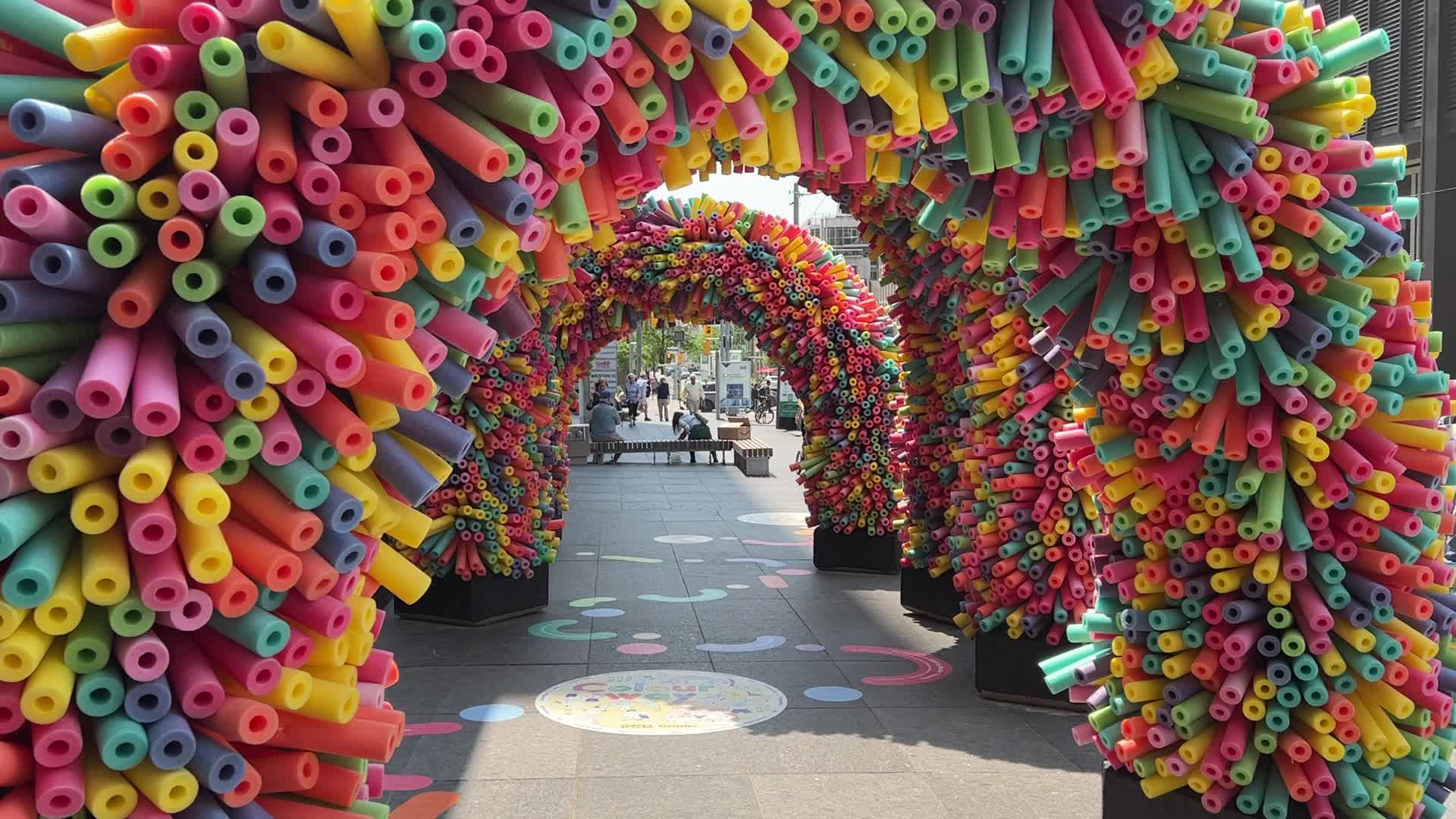 Colorful display during LGBTQ Pride Month in Toronto