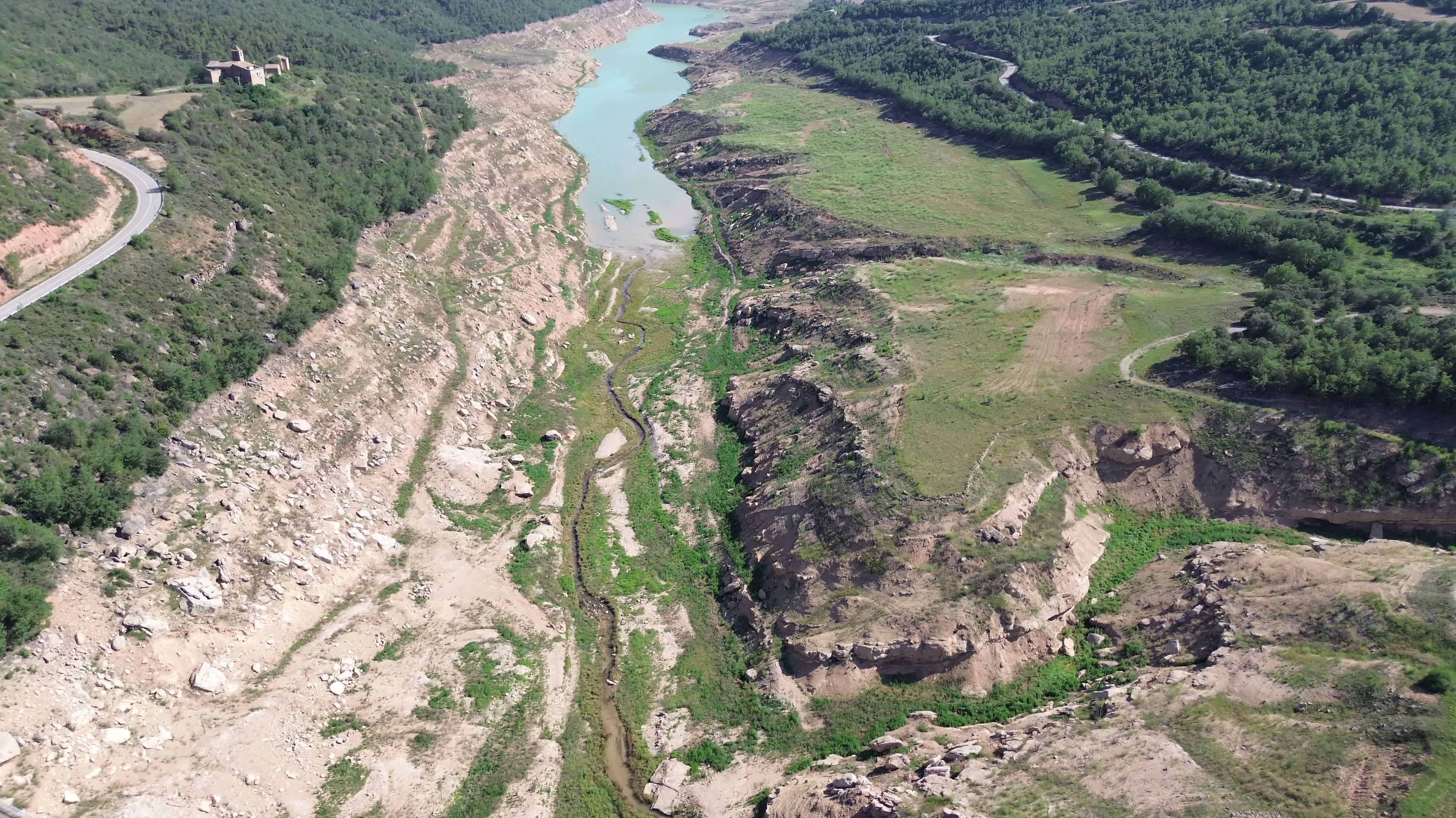 Drought in Catalonia: Rialb Reservoir (Drone Videos)