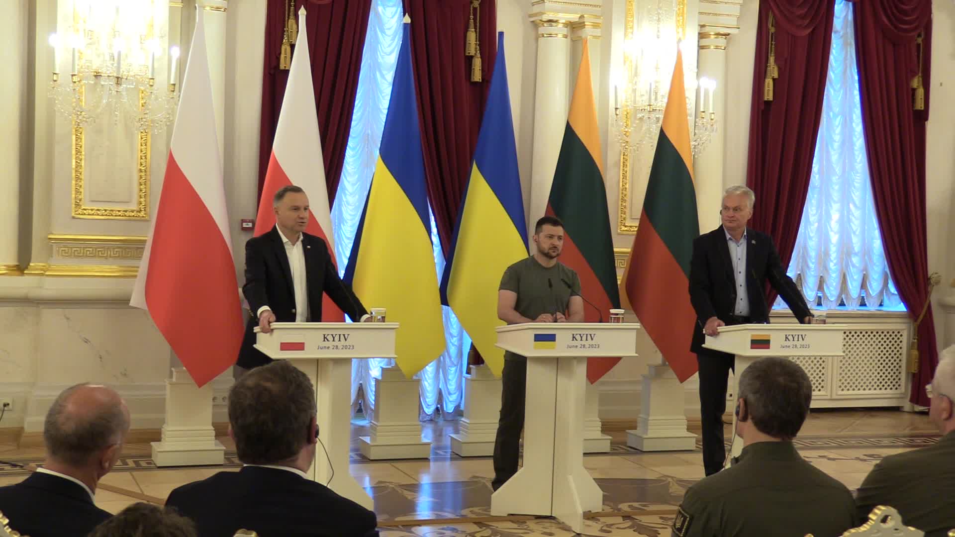 Polish,Lithuanian and Ukrainian Presidents give a joint press-conference in Kyiv, amid Russia's invasion of Ukraine.