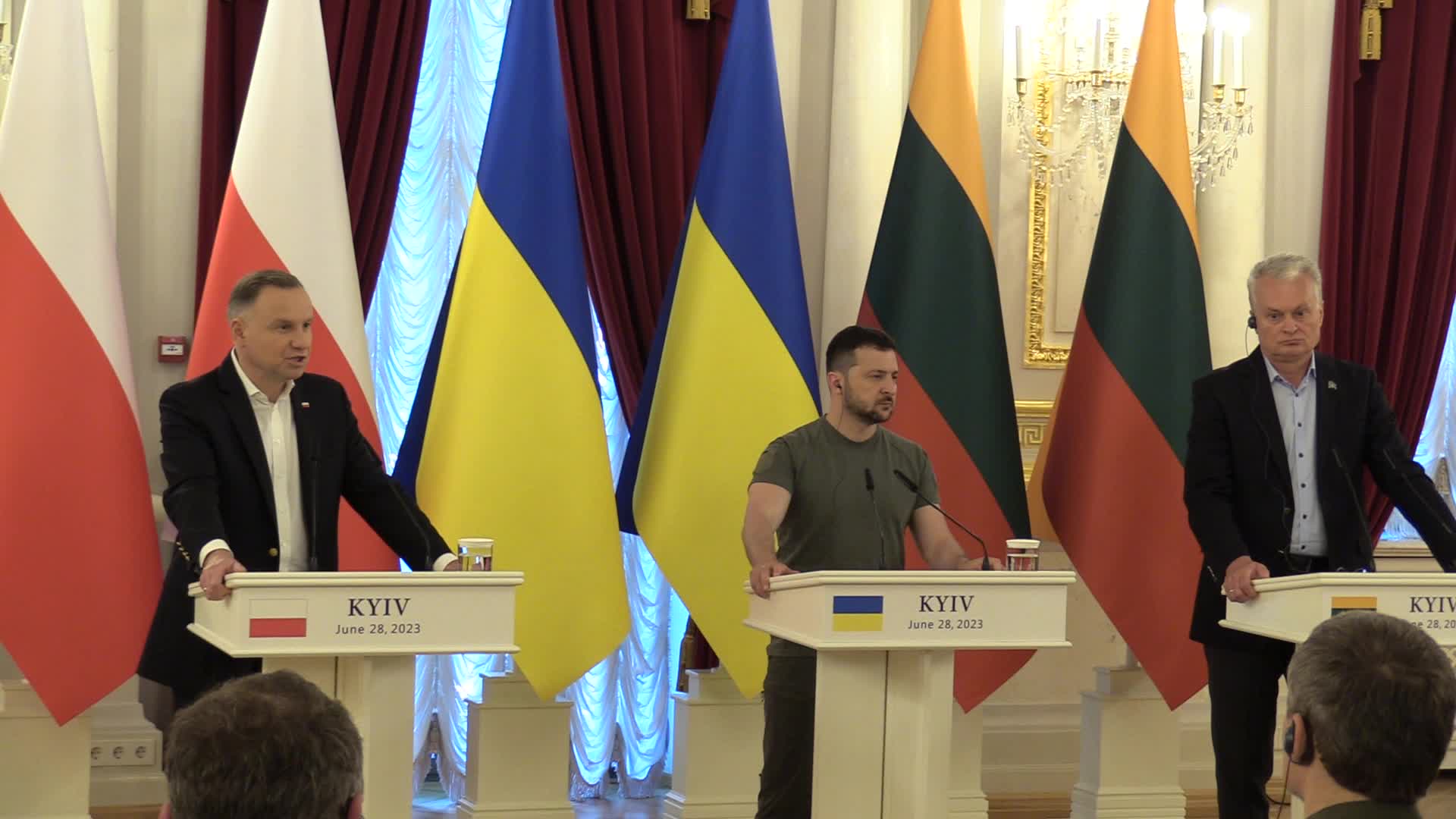 Polish,Lithuanian and Ukrainian Presidents give a joint press-conference in Kyiv, amid Russia's invasion of Ukraine.