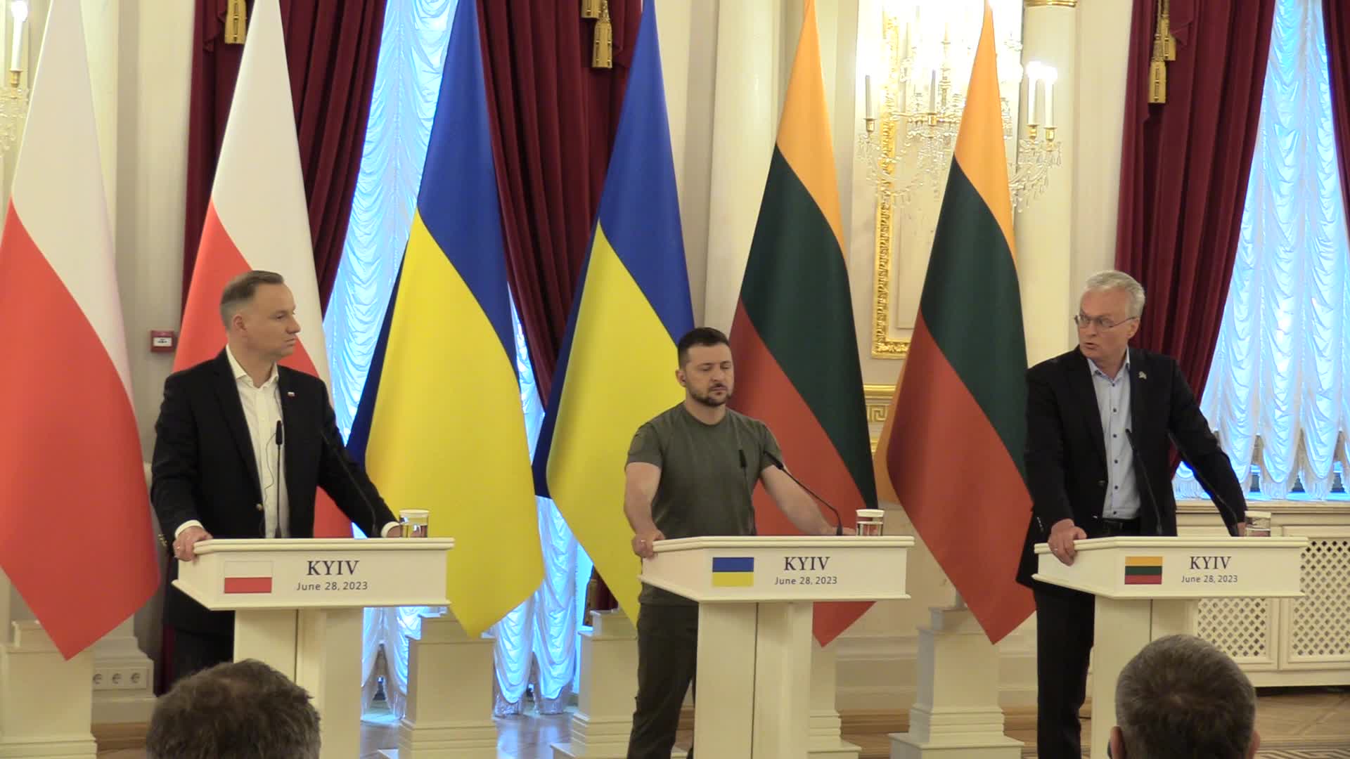Polish,Lithuanian and Ukrainian Presidents give a joint press-conference in Kyiv, amid Russia's invasion of Ukraine.