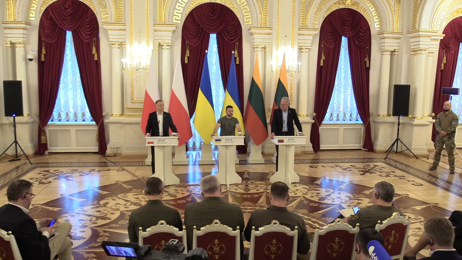 Polish,Lithuanian and Ukrainian Presidents give a joint press-conference in Kyiv, amid Russia's invasion of Ukraine.