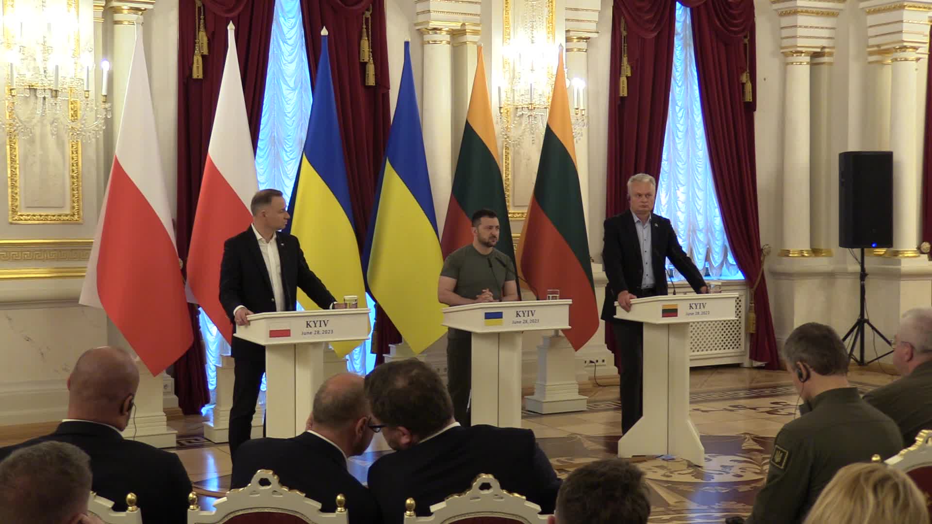 Polish,Lithuanian and Ukrainian Presidents give a joint press-conference in Kyiv, amid Russia's invasion of Ukraine.