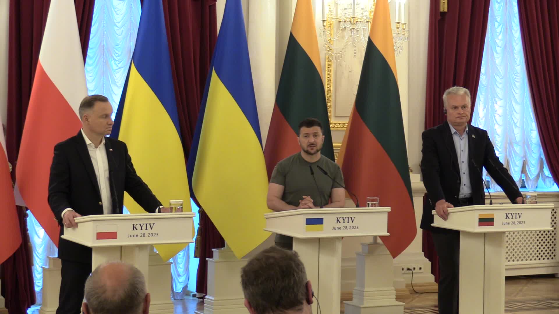 Polish,Lithuanian and Ukrainian Presidents give a joint press-conference in Kyiv, amid Russia's invasion of Ukraine.