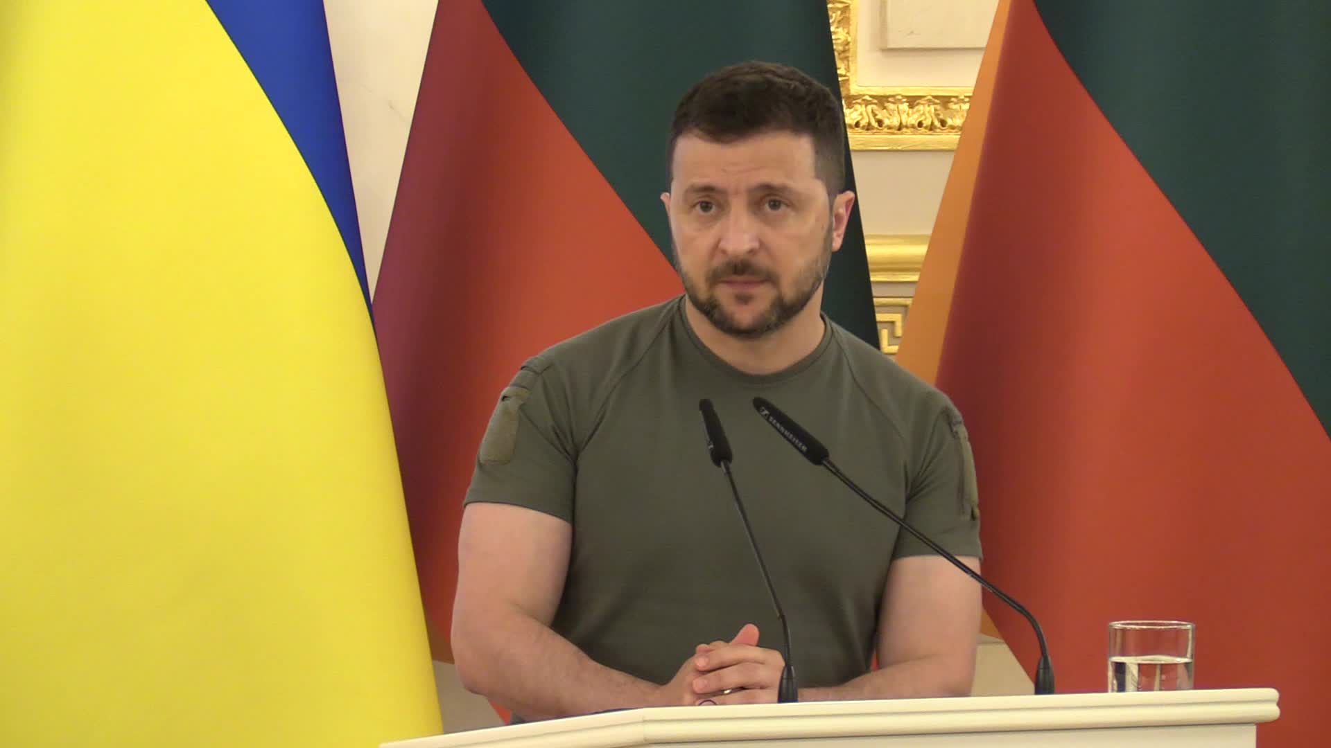 Polish,Lithuanian and Ukrainian Presidents give a joint press-conference in Kyiv, amid Russia's invasion of Ukraine.
