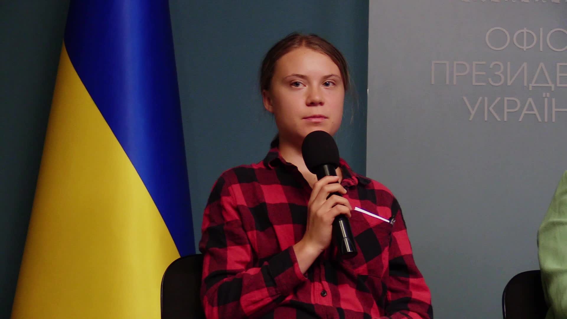 Swedish environmental activist Greta Thunberg visits Kyiv to take part in an international working group for environmental crimes of Russia meeting in Kyiv, amid Russian invasion of Ukraine.