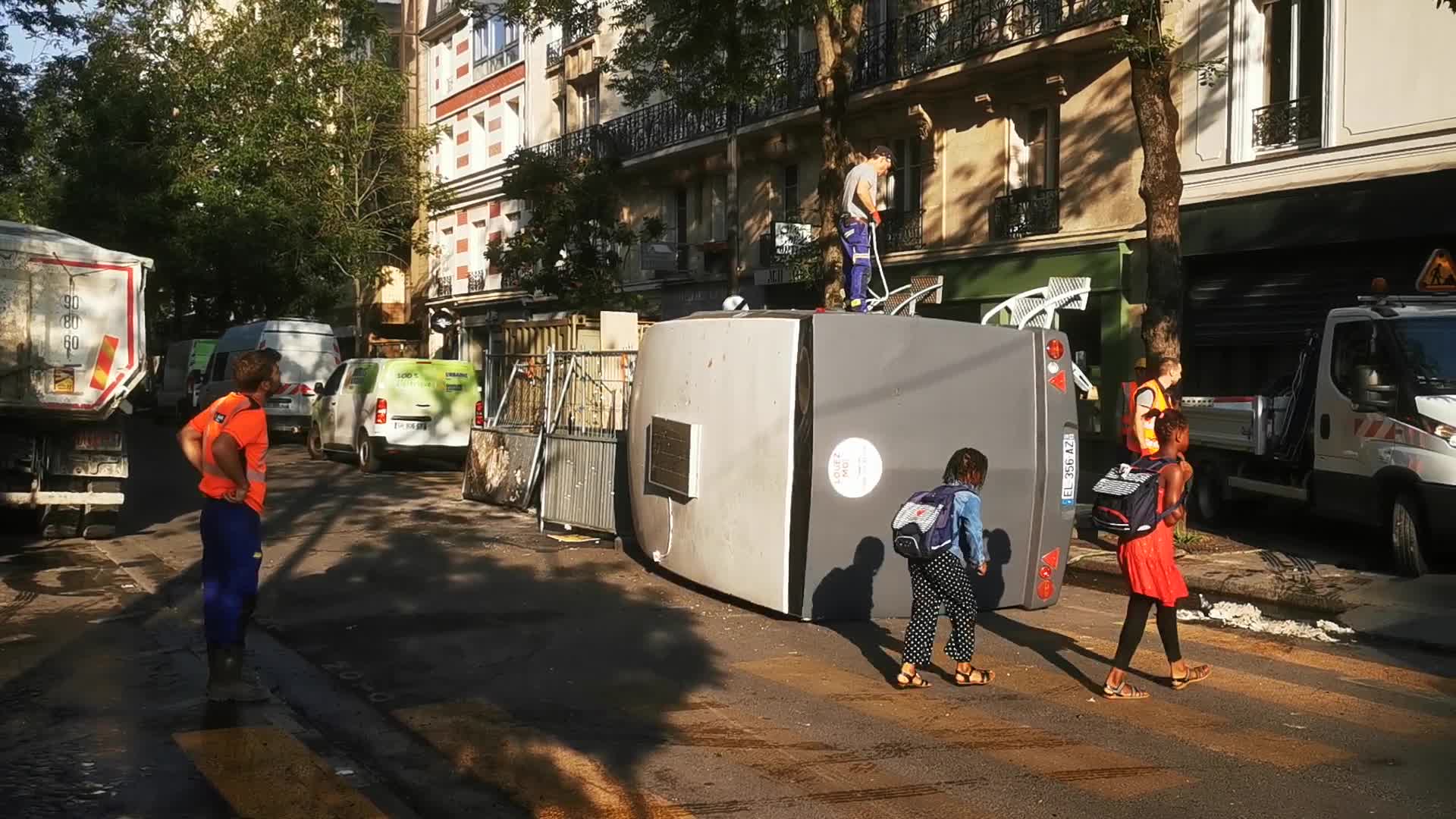 Aftermath of the third night of violent protest in Paris 14th district after 17-year-old shot dead by police