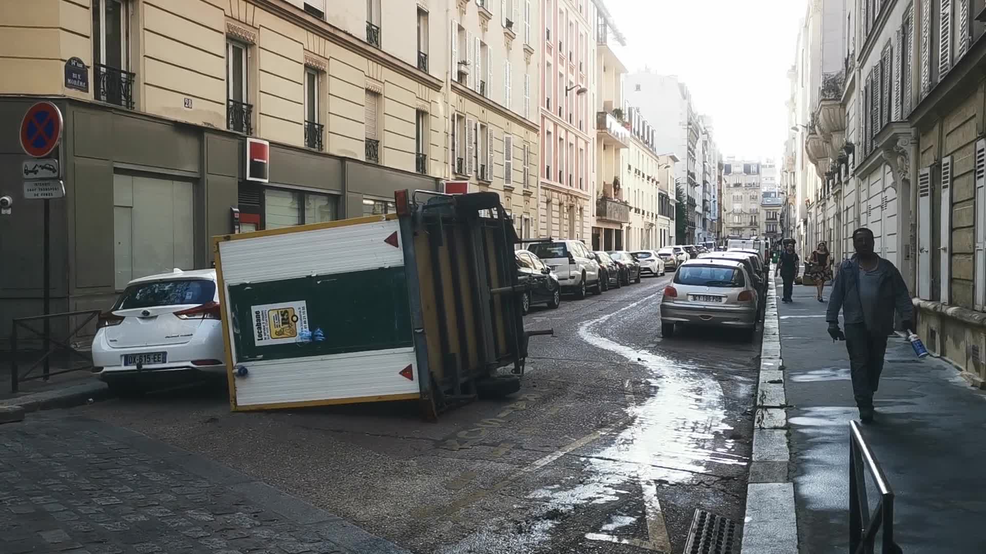 Aftermath of the third night of violent protest in Paris 14th district after 17-year-old shot dead by police