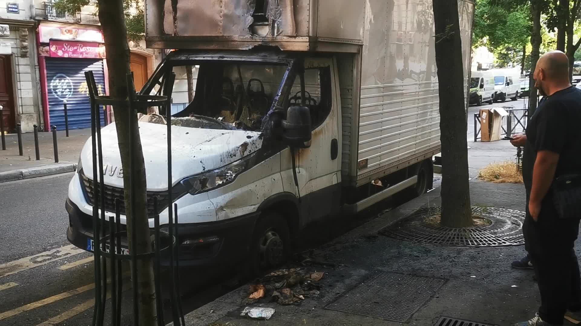 Aftermath of the third night of violent protest in Paris 14th district after 17-year-old shot dead by police