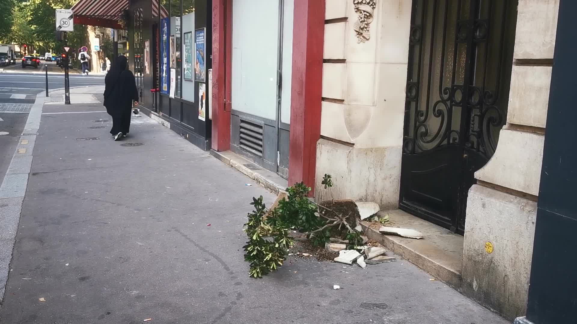 Aftermath of the third night of violent protest in Paris 14th district after 17-year-old shot dead by police