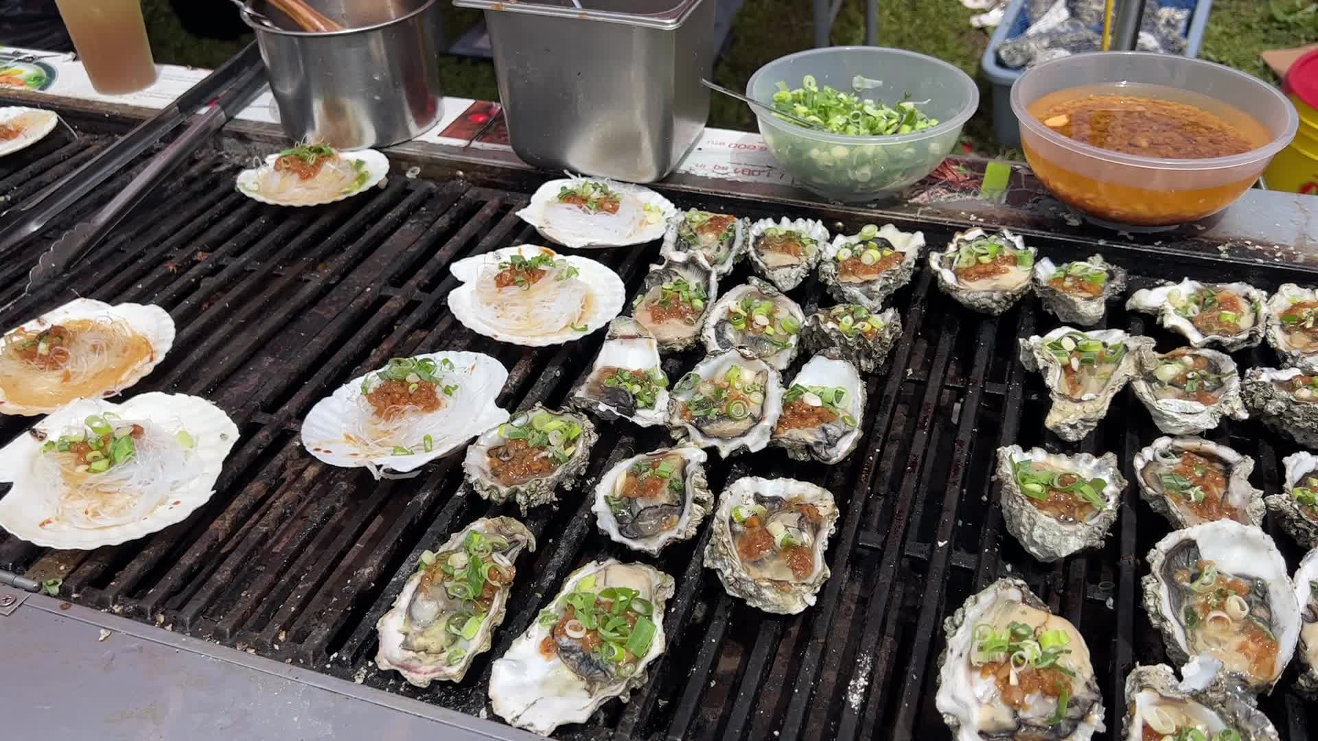 Grilled oysters