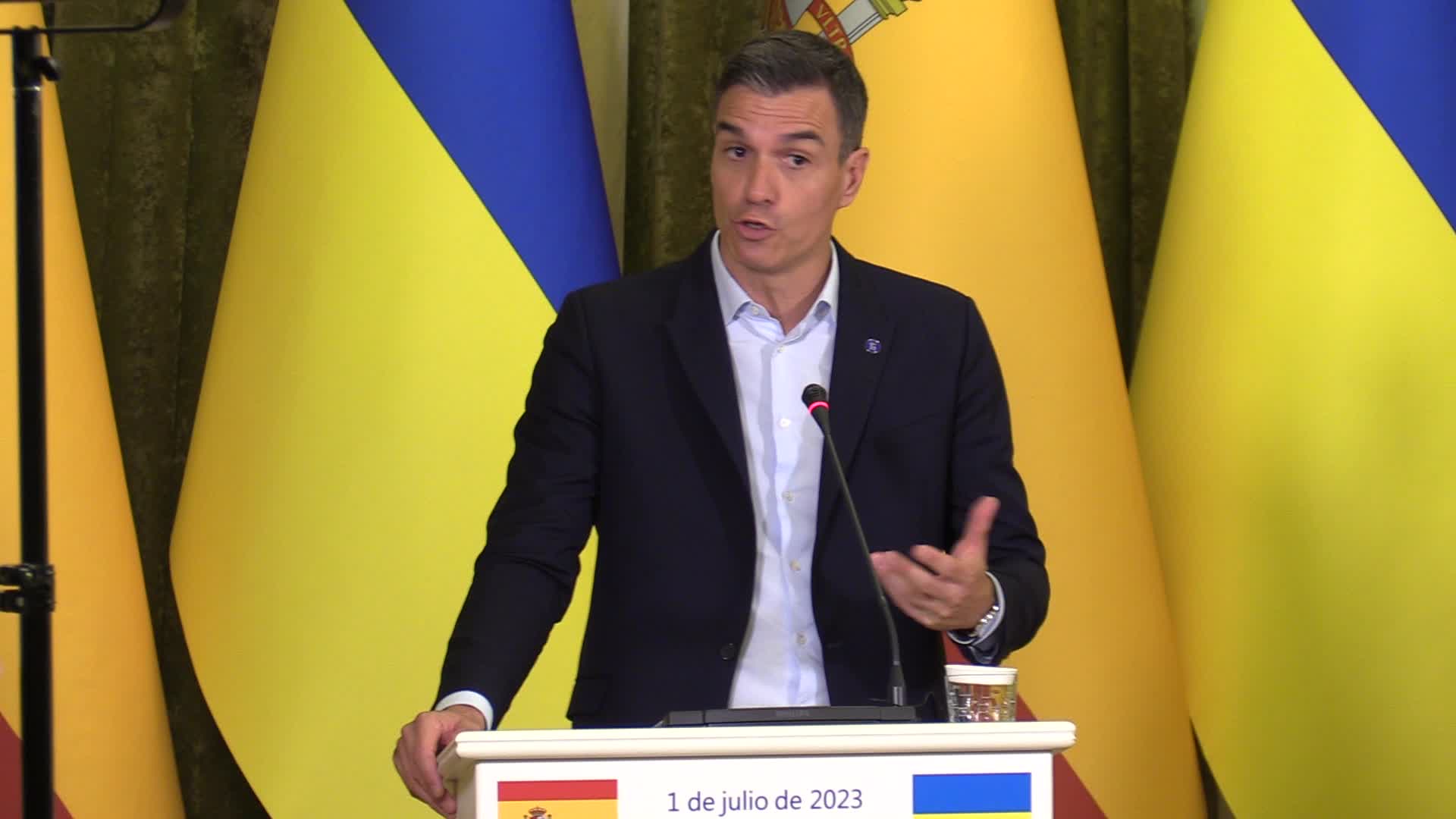 Spanish PM and Ukrainian President give a joint press-conference in Kyiv, amid Russia's invasion of Ukraine.