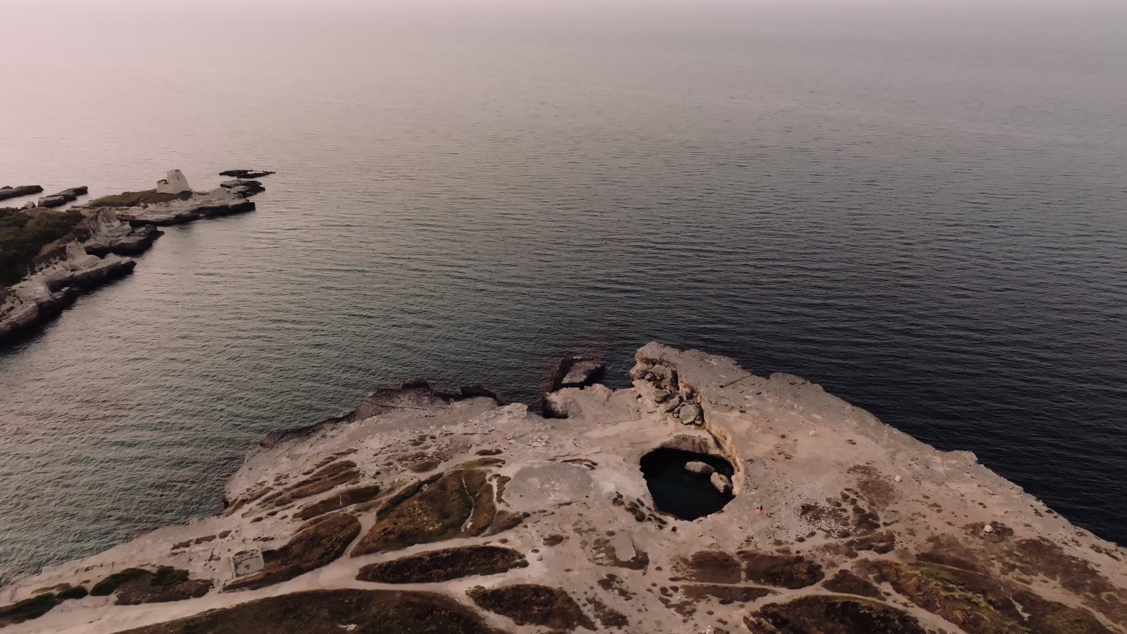 Aerial View Of Cave of Poetry At Sunset