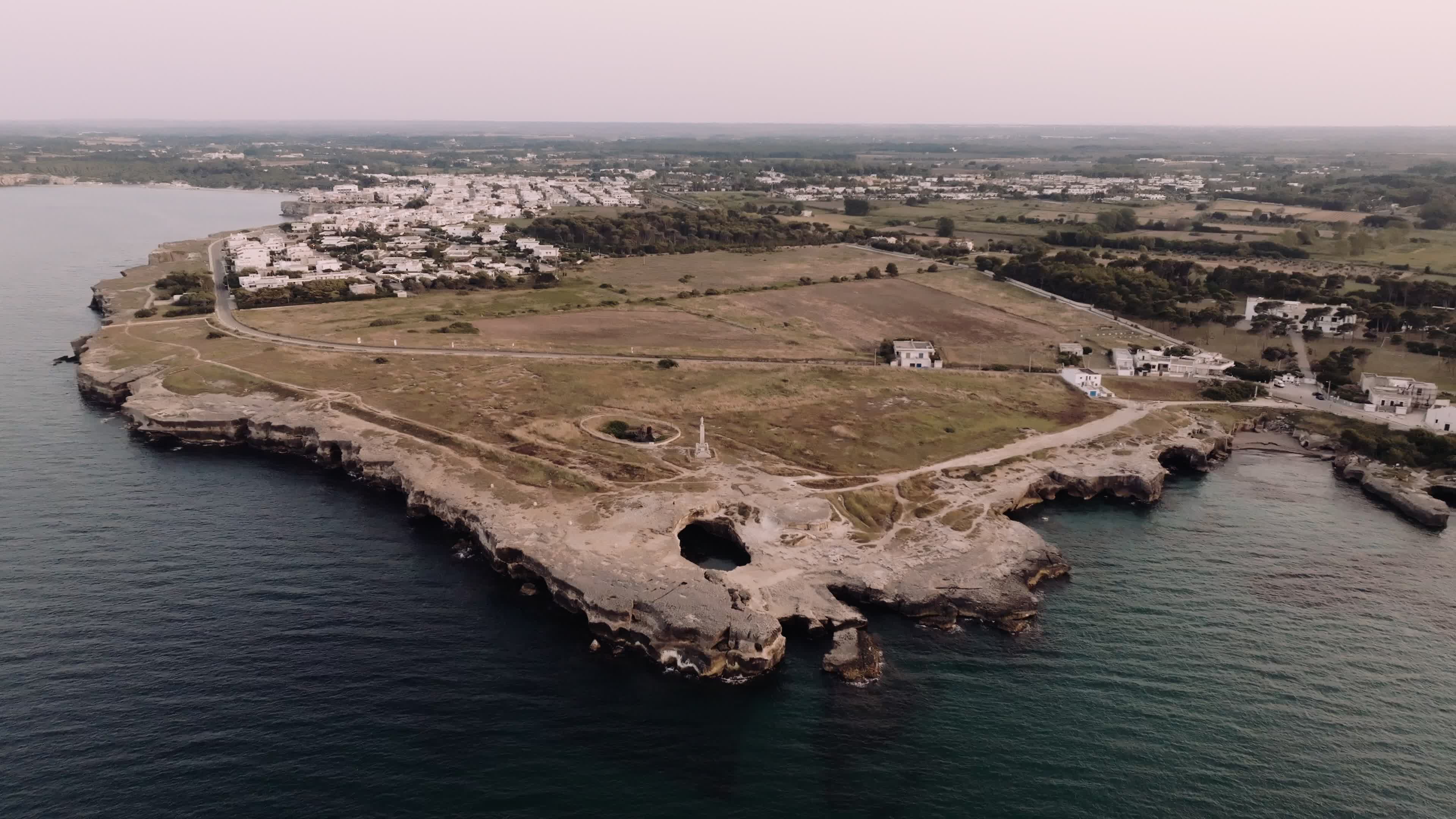 Aerial View Of Cave of Poetry At Sunset