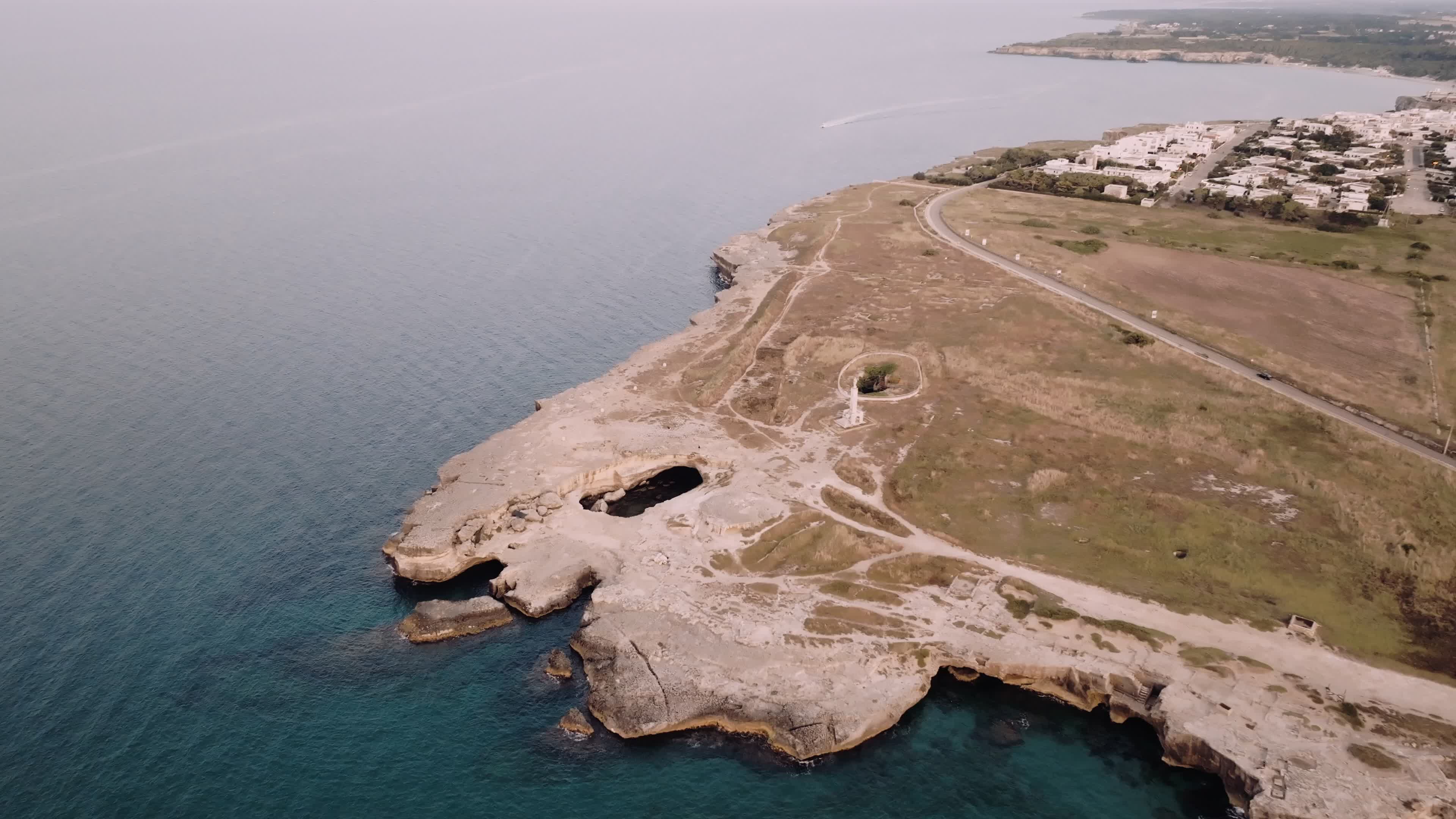 Aerial View Of Cave of Poetry At Sunset
