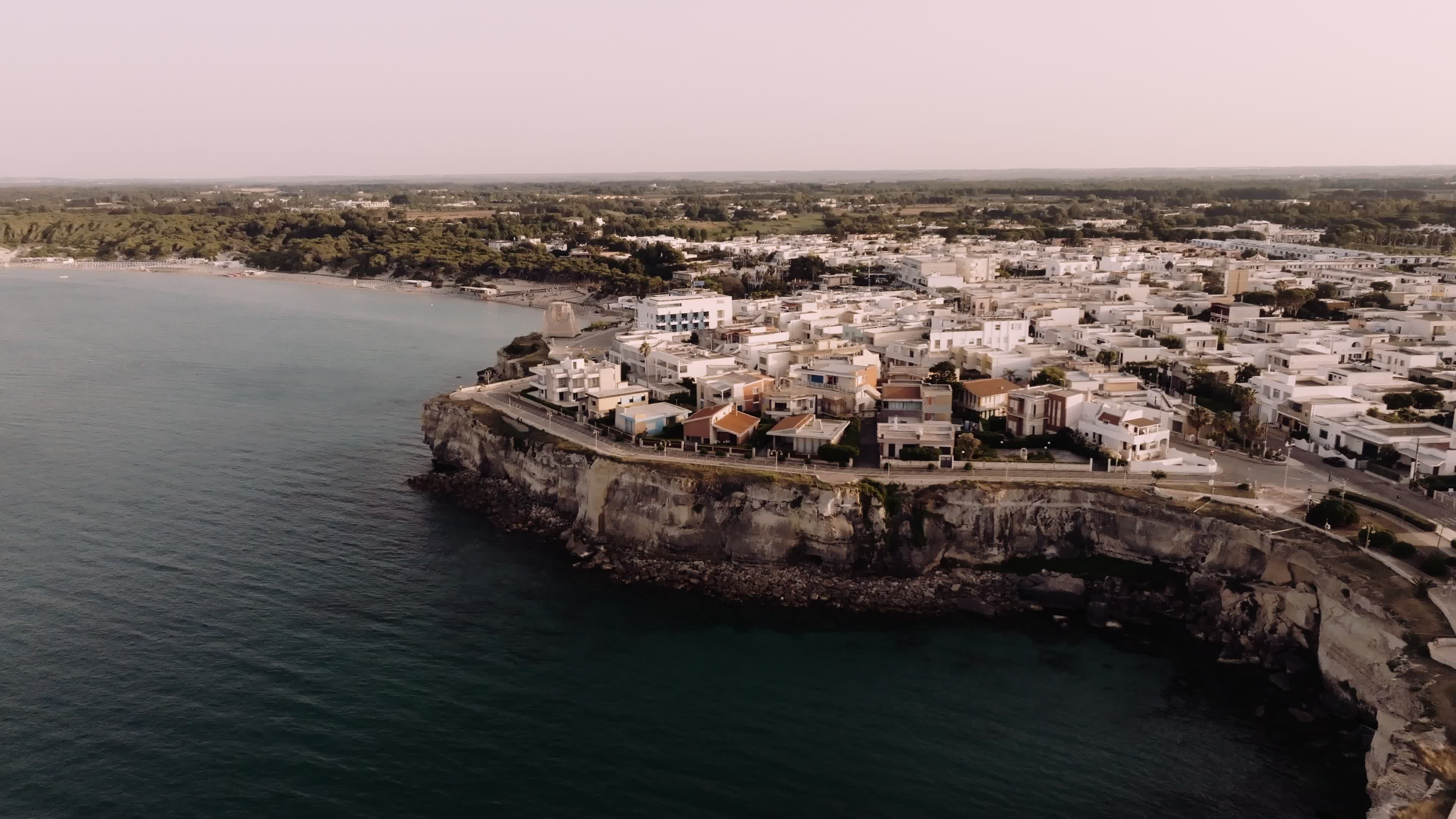 Aerial View Of Torre dell'Orso At Sunset