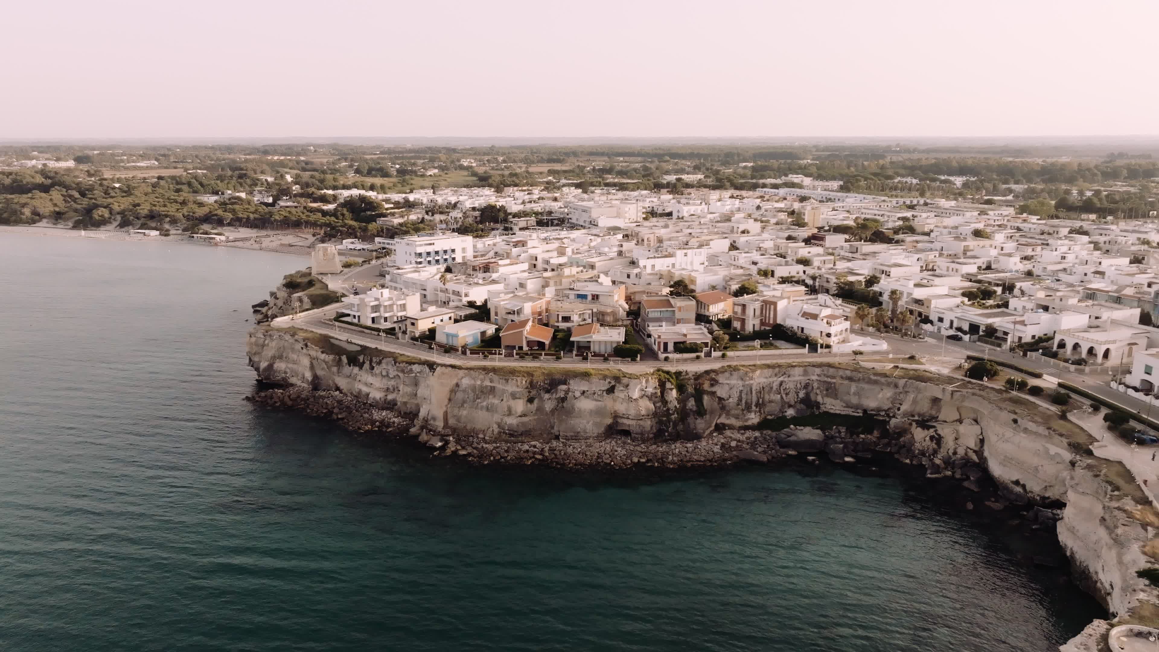 Aerial View Of Torre dell'Orso At Sunset