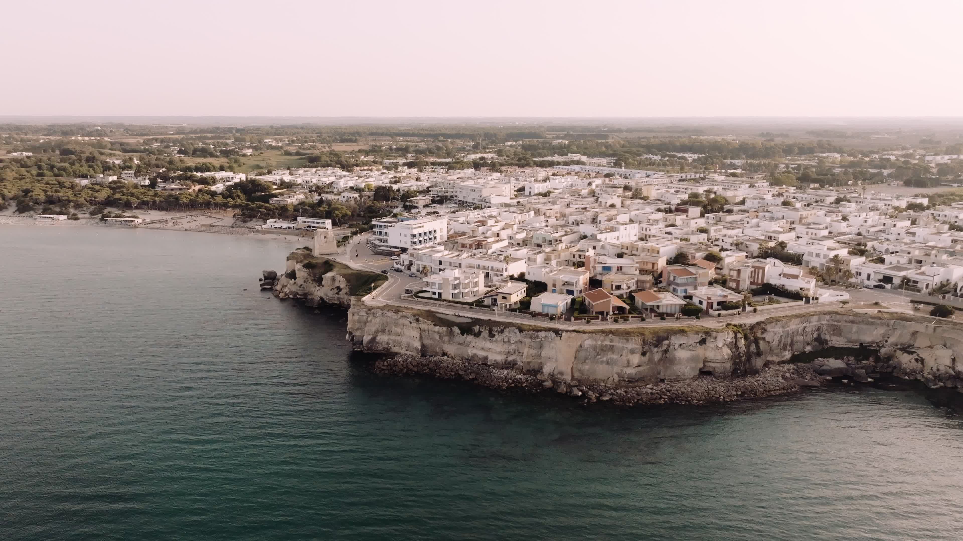 Aerial View Of Torre dell'Orso At Sunset